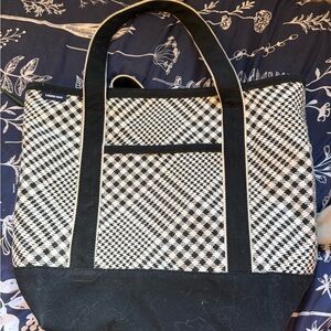 Lands' End Black and White Checkered Tote